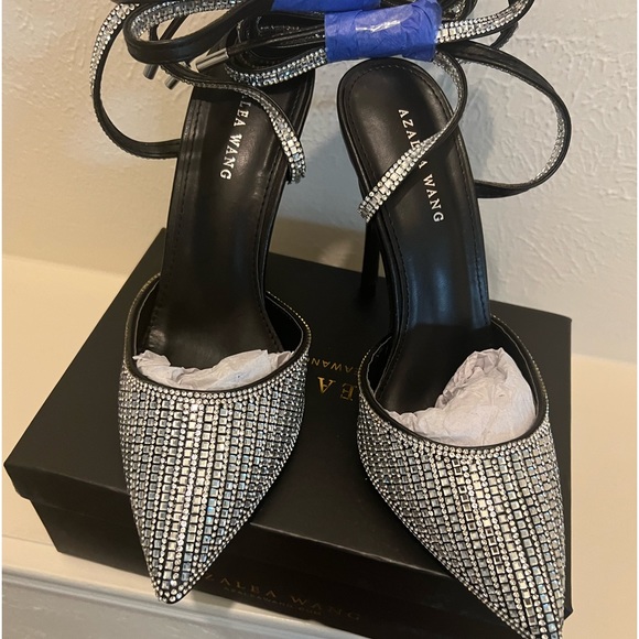 BLING LACE UP PUMP IN BLACK & SILVER- Brand New - Picture 2 of 8